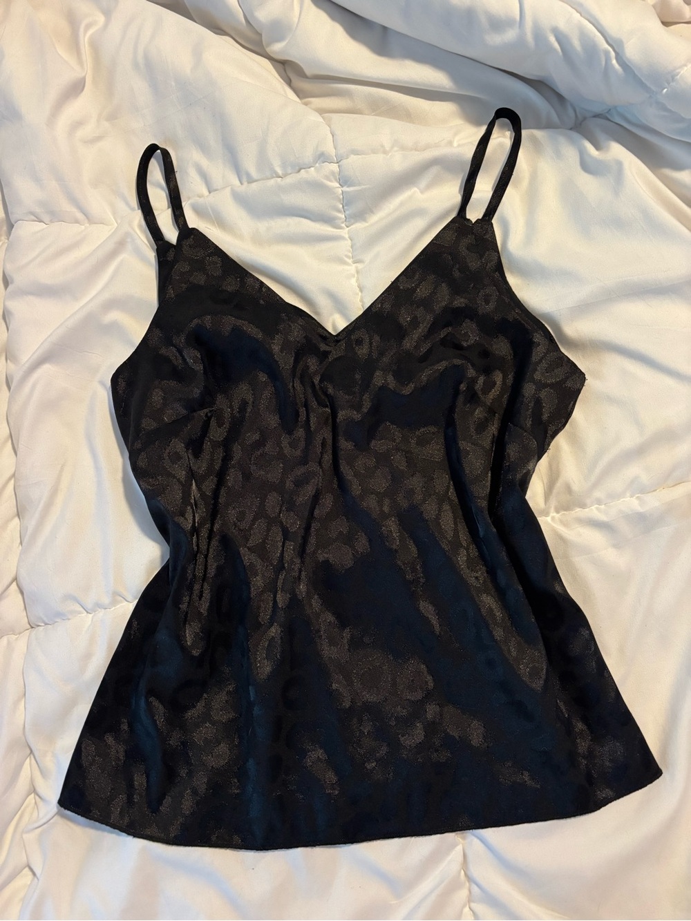 Black Leopard Satin Camisole Top